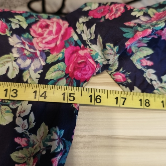 90s VTG Byer Too Floral Tiered Dress Drop Waist Keyhole Back Cottage Core 7 - Picture 7 of 9